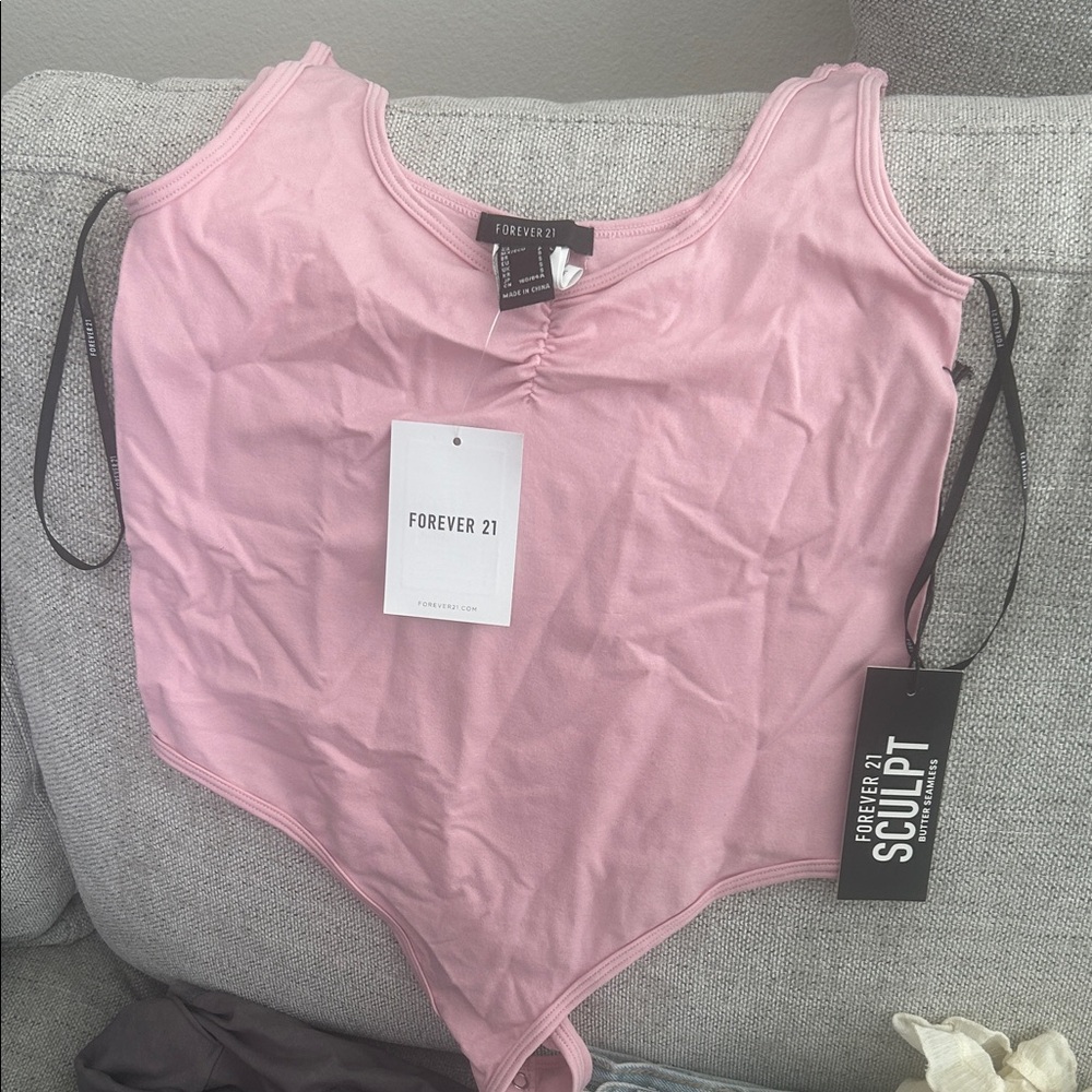 Forever 21 Light Pink Sculpted Tank Bodysuit
